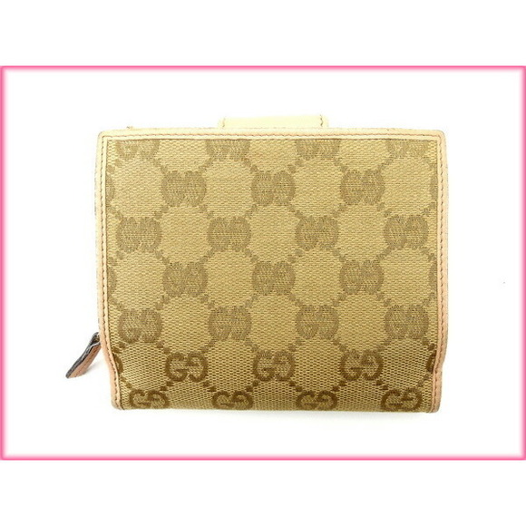 Gucci Canvas Wallet Pink Beige GG Accessory - Picture 1 of 6